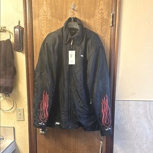 Orange County Chopper Black Flame Ride motorcycle jacket with padding